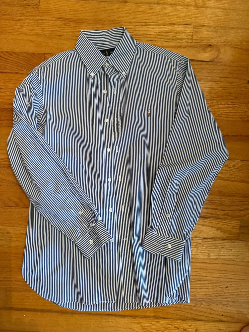Ralph Lauren Navy & White Vertical Stripe Button-Down Shirt